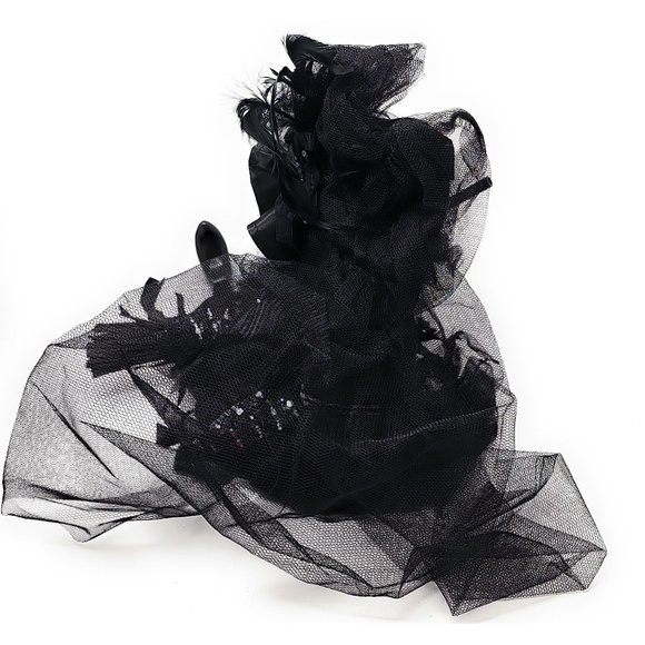 Halloween Witch 24" Black Dress with Black Broom Party Decor Wreath Center - Picture 4 of 5